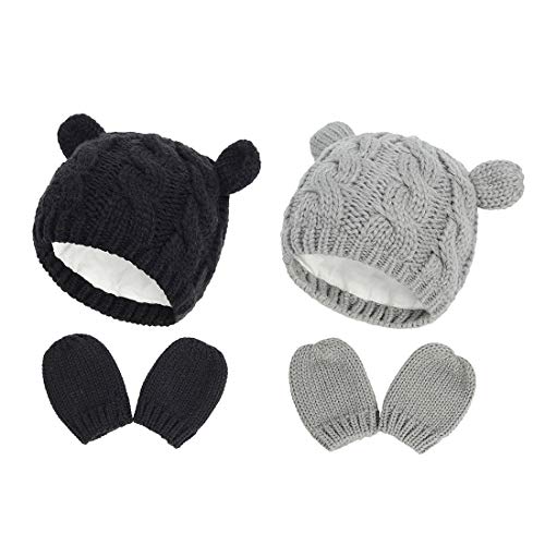Image of Fynnsure Baby Hat Glove Set Soft Newborn Mittens Baby Girl Boys Knitted Toddler Cap Infant Winter Beanie Mitten Sets