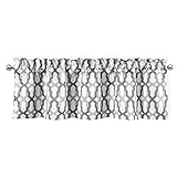 DriftAway Mason Geometric Trellis Pattern Window Curtain Valance Rod Pocket 52 Inch by 14 Inch Plus 2 Inch Header Gray