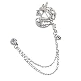 FLAMEER ブローチ メンズ 襟ラペル ピン ラペルピン チェーン付き メンズ アクセサリー スーツ - シルバー