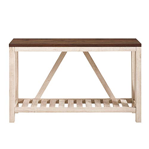 Walker Edison Modern Farmhouse Accent Entryway Table Entry Table Living Room End Table, 52 Inch, Dark Walnut And White Oak #TOP4