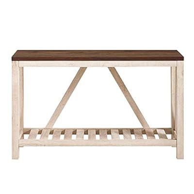 Walker Edison Modern Farmhouse Accent Entryway Table Entry Table Living Room End Table, 52 Inch, Dark Walnut and White… 41RqodIDPwL. SS400