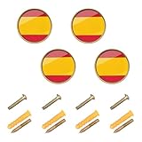 GuoChe Paquete de 4 pomos para armarios y cajones, pomos de cocina con bandera de España para puerta y cajón de 1.25 pulgadas