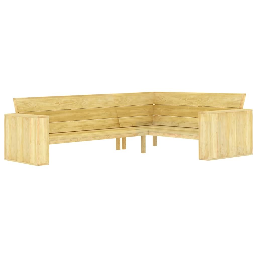 Banco de esquina de jardín, 239 cm, madera de pino impregnada