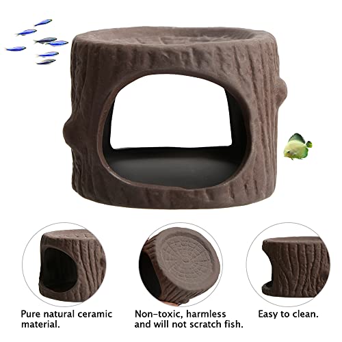 Image of AnRui Betta Fish Tank Accessories Decoration Ceramic Small Aquarium Rock Hideway Decor Ornaments Hideout Cave for Fish, Shrimp, Cichlids
