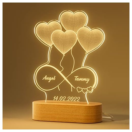 iDIY Regalos para Parejas Lámpara LED Romántica Luz Nocturna Corazón Personalizada con Diseño Infinito Regalos Originales para Mujer, Hombre, Novios, Novias, San Valentín y Navidad
