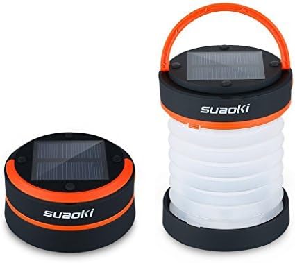SUAOKI Led Camping Lanterns for Lighting (Powered by Solar Panel and USB Charging) Collapsible Flashlight for Outdoor Hiking Tent Garden (Emergency Charger for Phone, Water-Resistant)