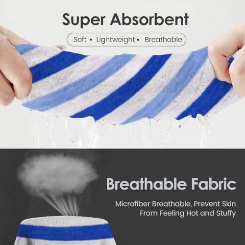 Image of JML Bath Towels, Pack of 4, 30 inchx60 inch, Large, Cabana Stripe Blue