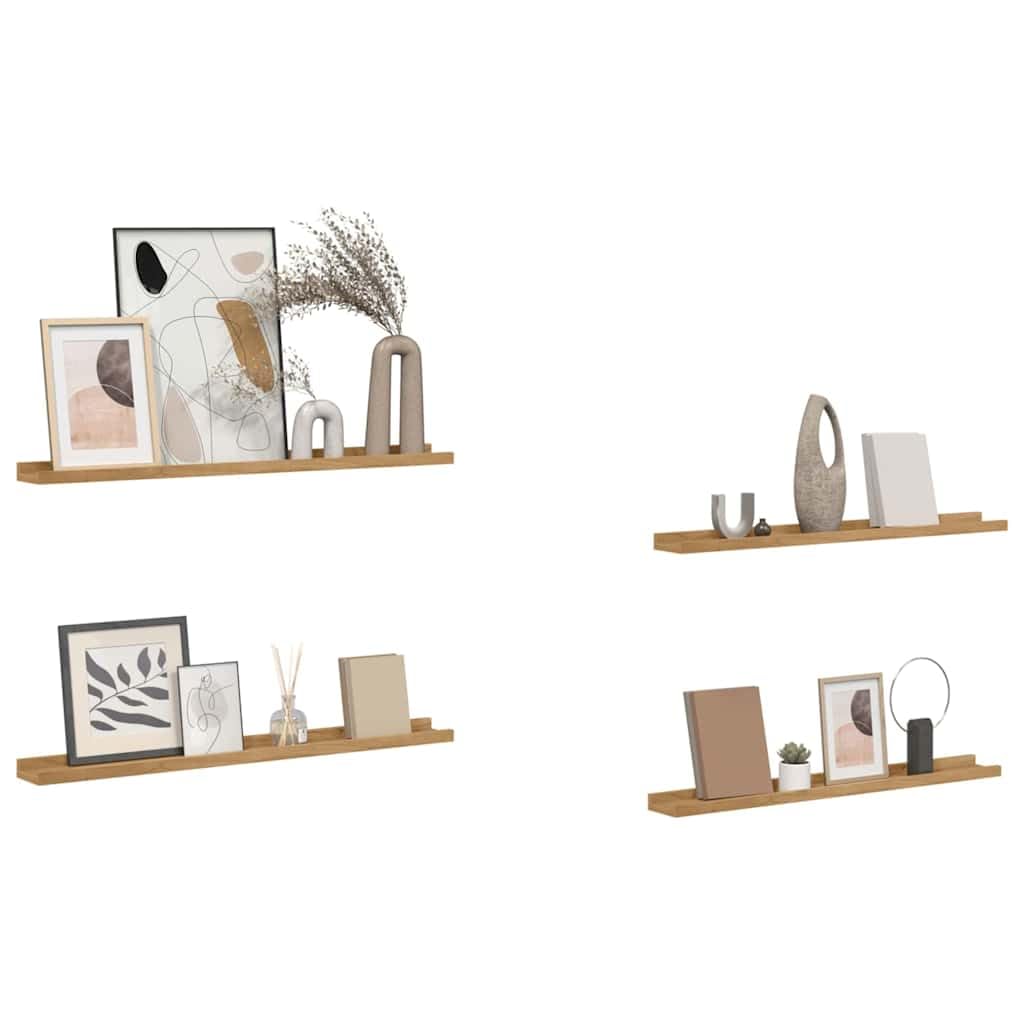 Set di 4 mensole da parete, 80 x 9 x 3 cm, in legno, stile moderno, per quadri e decorazioni in soggiorno, camera da letto e ufficio