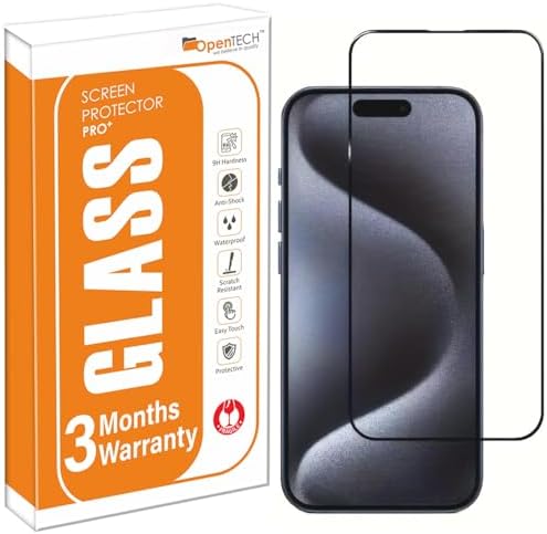 OpenTech Military-Grade Tempered Glass Screen Protector for iPhone 16 Pro/iPhone 17 With Edge To Edge Full Screen Coverage | Scratch Resistant | Case Friendly | Easy Installation Kit.