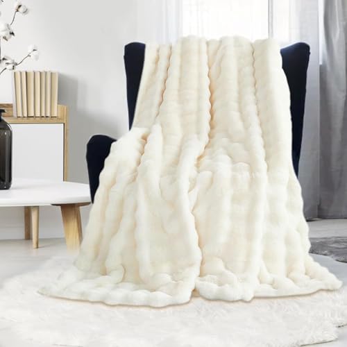 GKXLH Fluffy Blanket White - Soft Throw Blanket for...