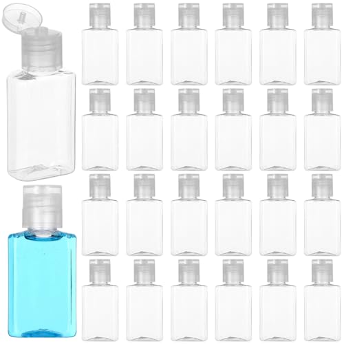 Lnrueg 100 Pcs 1 oz Travel Bottles - Hand Sanitizer Bottle Mini Clear Bottles with Flip Caps, Portable Empty Refillable Containers for Shower Gel, Face Creams, Body Lotions,Clear2