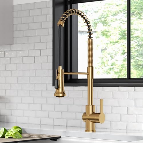 Kraus KPF-1691BB Britt 2Nd Gen Commercial Style Pull-Down Single Handle Kitchen Faucet In Brushed Brass thumb #1