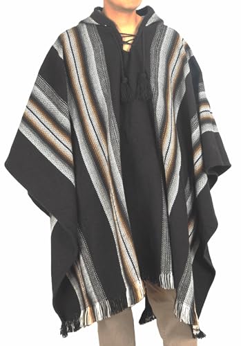 DILUKA Poncho en alpaga pour homme, fabriqué à la main au Pérou, style traditionnel andin,...