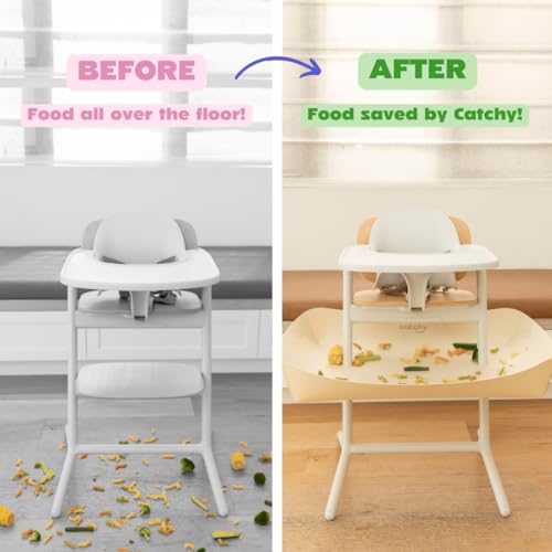 Image of CATCHY -Food Catcher- Compatible with Cybex Lemo High Chair +12 Other High Chairs -Highchair Sold Separately- Baby & Toddler Food & Mess Catcher -Premium Linen Inspired- Under High Chair Accessory | High Chair Food Catcher - High Chair Sold Separately - Baby & Toddler Food & Mess Catcher - Under High Chair Accessory