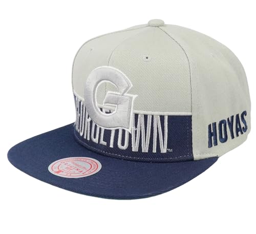 Mitchell & Ness Georgetown Hoyas Half N Half Gray Navy Snapback Hat Cap