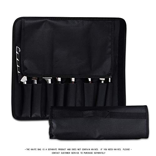 Xyj Chef Knife Bag (8 Slots) Holds 8Pcs Knives Black Canvas Roll Bags Portable Storage Carry Bag For Kitchen Knife Tools Portable Knife Holder (Knives Not Included) #TOP1