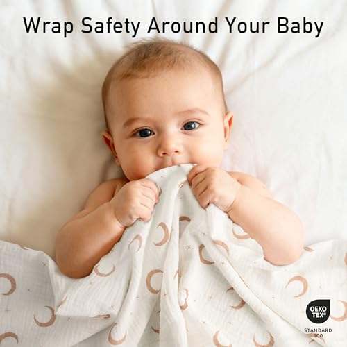 Image of GLLQUEN BABY Muslin Swaddle Blankets for Newborns, Large 40''x38'', 3-Pack | 100% cotton, ultra soft and breathable, gentle on sensitive newborn skin, Multi-use as swaddle wrap, receiving blankets