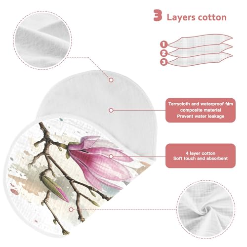 J JOYSAY Magnolia Branch Beige Baby Burp Cloths for Boys Girls Large 22''x11'' Cotton 4 Layer Baby Washcloths for Infant Unisex one sizex23