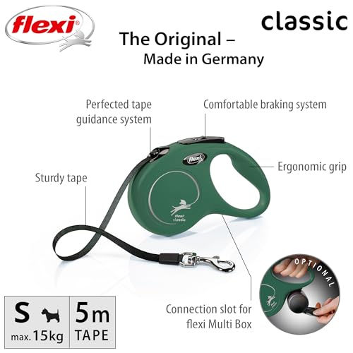 Miniatura 2 de Flexi - Correa New Classic S Cinta - Sistema De Frenado Cómodo - Componentes Reflectantes - Adaptable A Led - Extensible Multi Box - 5 M - Para Perros Hasta 25 Kg