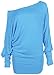 Hot Hanger Womens Long Sleeve Off Shoulder Plain Batwing Top : Color - Turquoise : Size - 12-14 ML