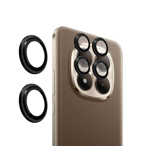 Image of Amazon Brand - Solimo Camera Glass Lens Protector Ring for Redmi Note 15 Pro Plus 5G Case Friendly with Edge to Edge Coverage and Easy Installation (Black)
