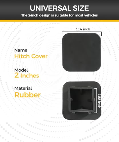UBOG Hitch Cover,Car Accessories Trailer Hitch Covers,Tow Hitch Covers,2 Inch Receiver Hitch Cover,Rubber Heavy Duty Trailer Hitch Tube Cover Plug,Suitable for Most Cars Trucks ATV (Black) - Thumbnail 2