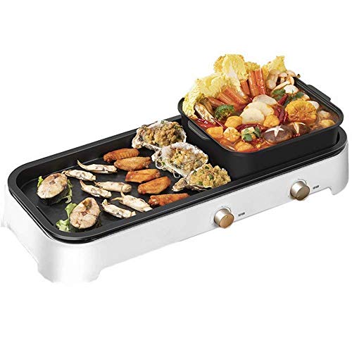 Haushaltsgrill Hot Pot Barbecue 2-in-One Pot 2200W Mehrpersonen-Bratpfanne Multifunktions-Elektrogrill mit großer Kapazität