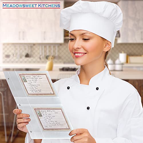 Recipe Card Protector Pages, 15 4" X 6" Clear Plastic Protectors Pages W/ 3 Punched Holes For Recipe Binder, Recipe Sleeves For 3-Ring Binders By Meadowsweet Kitchens #TOP5