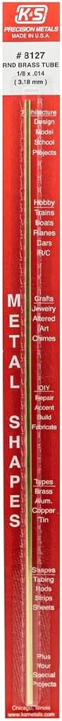 K&S Precision Metals Round Brass Tube 8131 – 1/4" OD x 0.014" Wall x 12" Long – DIY Crafts, Plumbing, HVAC, Modeling, Made in USA, 1 Tube