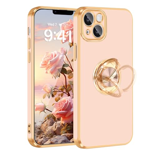 Coque iPhone 14 Plus avec anneau de support magnétique 360 rose