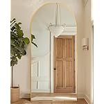 Full Length Mirror with Stand, 76"x34" Arched Full Body Mirror, Large Stand Up Mirrors, Aluminum Frame Floor Standing Mirrors, Freestanding Hanging Leaning Mounted for Bedroom Living Room, Gold - Image 2