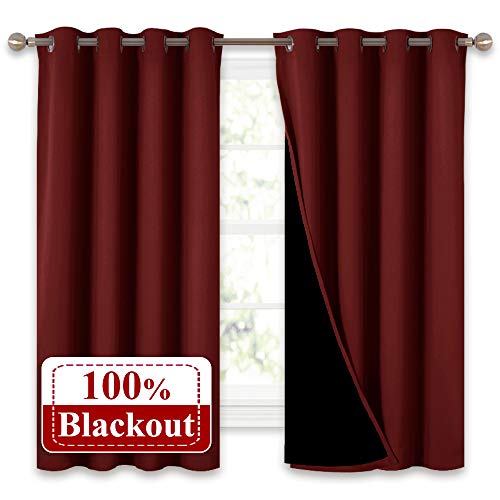 NICETOWN 100% Blackout Curtain Panels, Thermal Insulated Curtains, Noise Reducing Drapes for Window