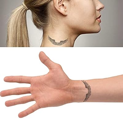 Eagle Tattoo 6 Sheets Temporary Tattoos Pair of Spread Out Eagle Bird or Angel Wing Temporary tattoo Neck Arm Chest for Women Men Adults