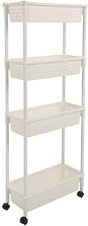 Estante de almacenamiento extraíble para cocina o dormitorio con ruedas (3/4 pisos), color blanco 45.7 * 20.7 * 117.2CM