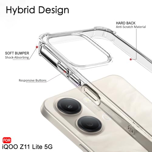 Image of TheGiftKart Crystal Clear Back Cover Case for iQOO Z11 Lite 5G | Shock Proof 360 Degree Protection | Transparent Hard Clear Back Cover Case for iQOO Z11 Lite 5G (PC & TPU, Transparent Bumper)
