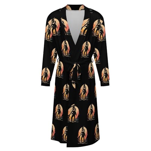 Sunset Diver Female Soft Robe Long Sleeve Bathrobes V Neck Sleepwear Spa Robes with Belt Men Woman4