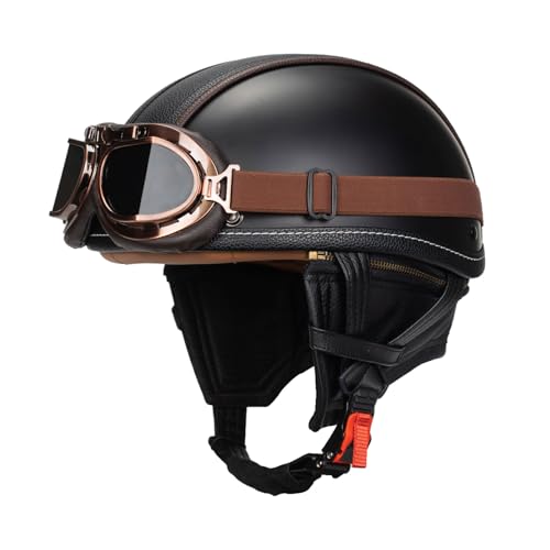 German Style Motorcycle Retro Half Helmet with Retractable Neck Curtain