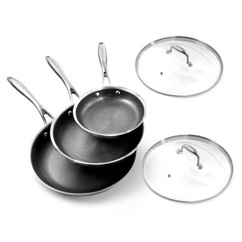 DELUXE Hybrid Ceramic Nonstick 5-PC Fry Pan Set,8,10,12 Inch Frying Pans with Tempered Gla... DELUXE Hybrid Ceramic Nonstick 5-PC Fry Pan Set,8,10,12 Inch Frying Pans with Tempered Gla...