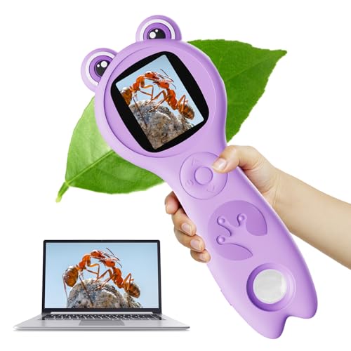 Vorth Microscope for Kids, Portable Digital Microscope with 500X Magnifying Glass, Handheld Camera Mini Pocket Magnification, Educational Christmas...