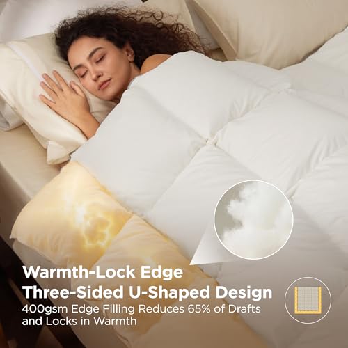 Image of Bedsure PureWoven Feather Down Comforter Queen Size, All Season Duvet
