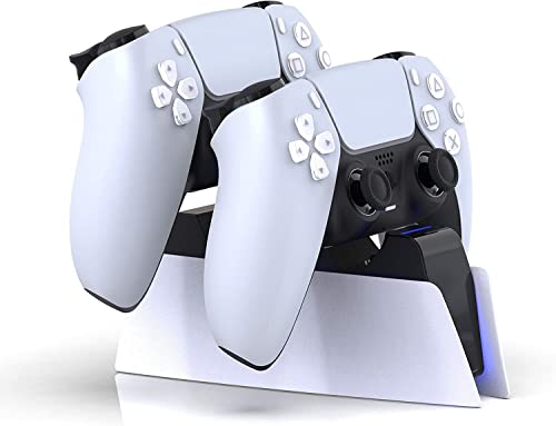 Lioncast Station de Chargement de Manette avec Indicateur LED - Compatible Manette PS5 DualSense - Charge Rapide pour 2 Manettes - Protection Contre Surtensions sous-Tensions Cover