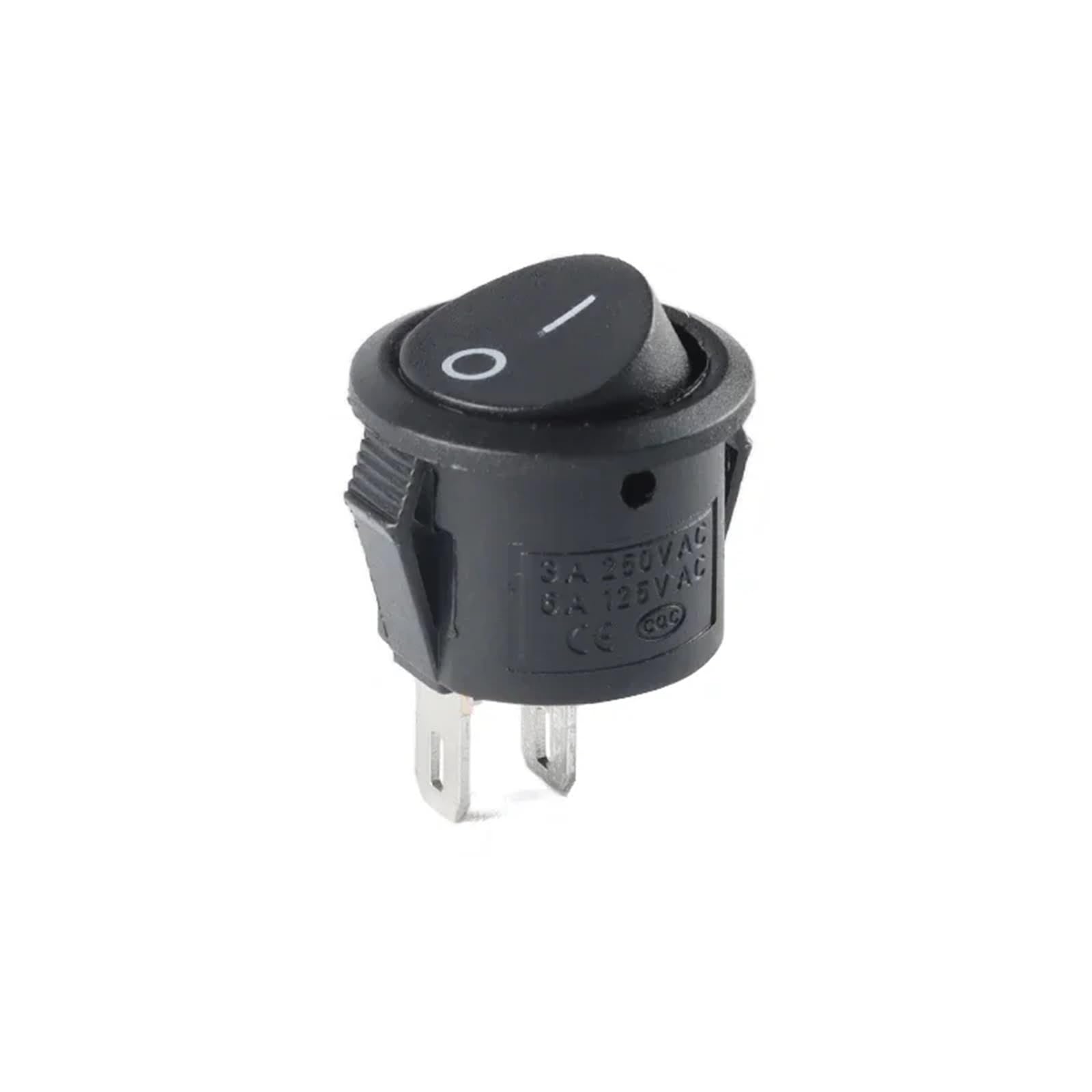 10Pcs Small Size Round Rocker Switch LED Illuminated Car Dashboard Dash Boat Van KCD-15 15mm 2/3PIN I/O Button Power switches(Round Black 2p)