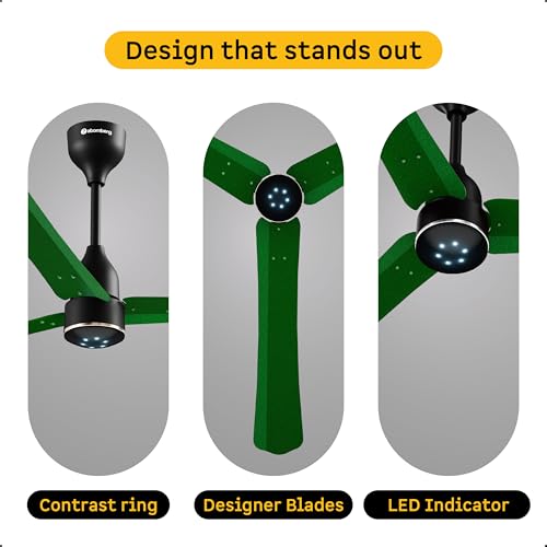 Image of atomberg Renesa Halo Smart Alexa Enabled 1200mm BLDC Ceiling Fan with Remote | BEE 5 star | High Air Delivery | Low noise | LED Speed Indicator | Sleek Design | | 3 Year Warranty | Spring Green