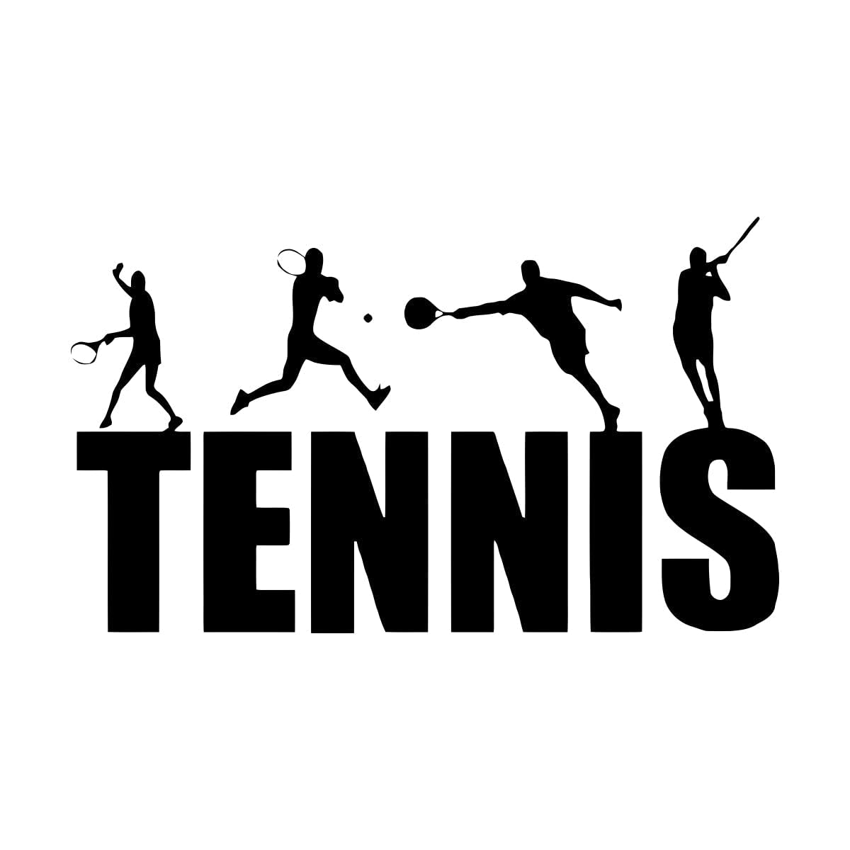 Wall Vinyl Decal Tennis Player Wall Sticker Tennis Logo Wall Art Murals Decor Removable Tennis Wall Decals Extra Large - 67x113cm
