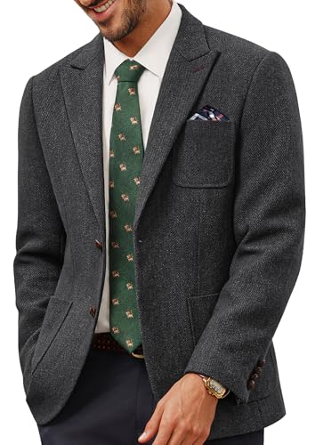 PJ PAUL JONES Sakko Herren Sportlich Wolle Modern Slim Fit Business Blazer Anzugjacke für Männer(Dunkelgrau,XL)