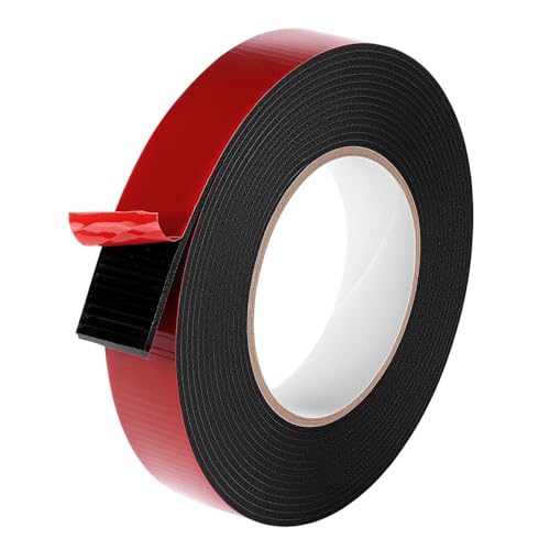 QWORK® Cinta Adhesiva Doble Cara Extra Fuerte - 5m x 25mm, 2 mm de Grosor - Impermeable y Versátil para Tiras de Luces LED, Coches y Decoración de Oficinas