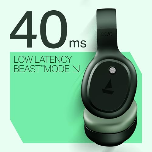 Image of Boat 2025 Launch Rockerz 421, 40H Battery, Low Latency(40Ms), 40Mm Drivers, Enx Tech, Stream Ad Free Music via App Support, Bluetooth Headphones, Wireless Over Ear Headphone with Mic (Sage Green)