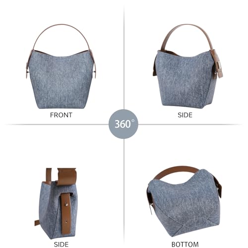 Image of LA FESTIN Leather Bucket Bags for Women - Adjustable Long Strap Designer Crossbody Handbags, Shoulder Purse for Everyday Use