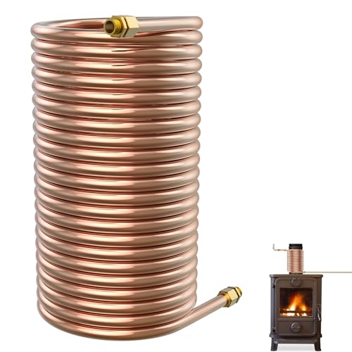 UISEBRT Espiral de tubo de cobre 12 x 1 mm, 10 m suave, diámetro interior 12,5 cm, diámetro exterior aprox. 15 cm, con conector de 1/2 pulgadas para sistemas de calefacción