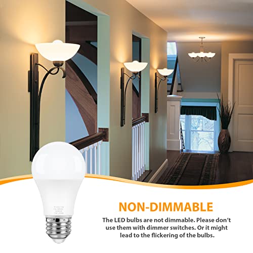10-Pack A19 LED Light Bulbs,100 Watt Equivalent LED Bulb,2700K Warm White 1100Lumen Light Bulbs 11W,Non-Dimmable Frosted Lighting E26 Base,CRI 85+,25000+ Hours Lifespan,No Flicker (TP-A19-11W)